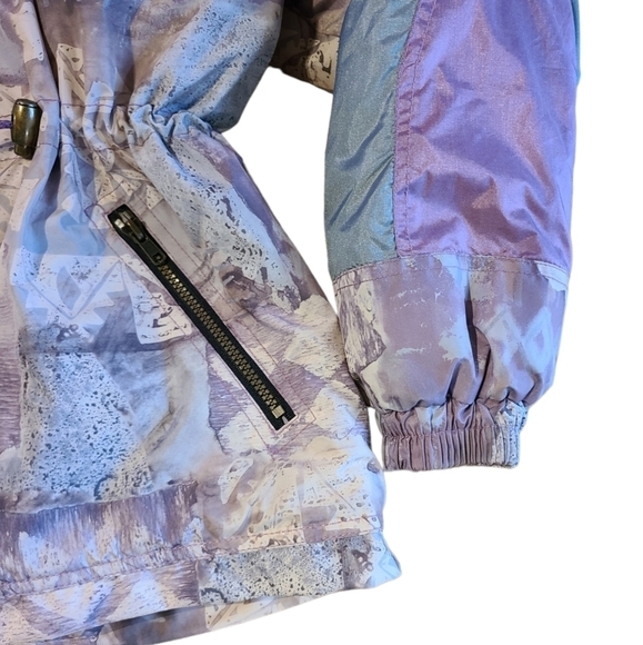 NEVADA Skiwear: Vintage 80's Insulated Ski Jacket, Patterned Pink/Green: Size L - Picture 4 of 9